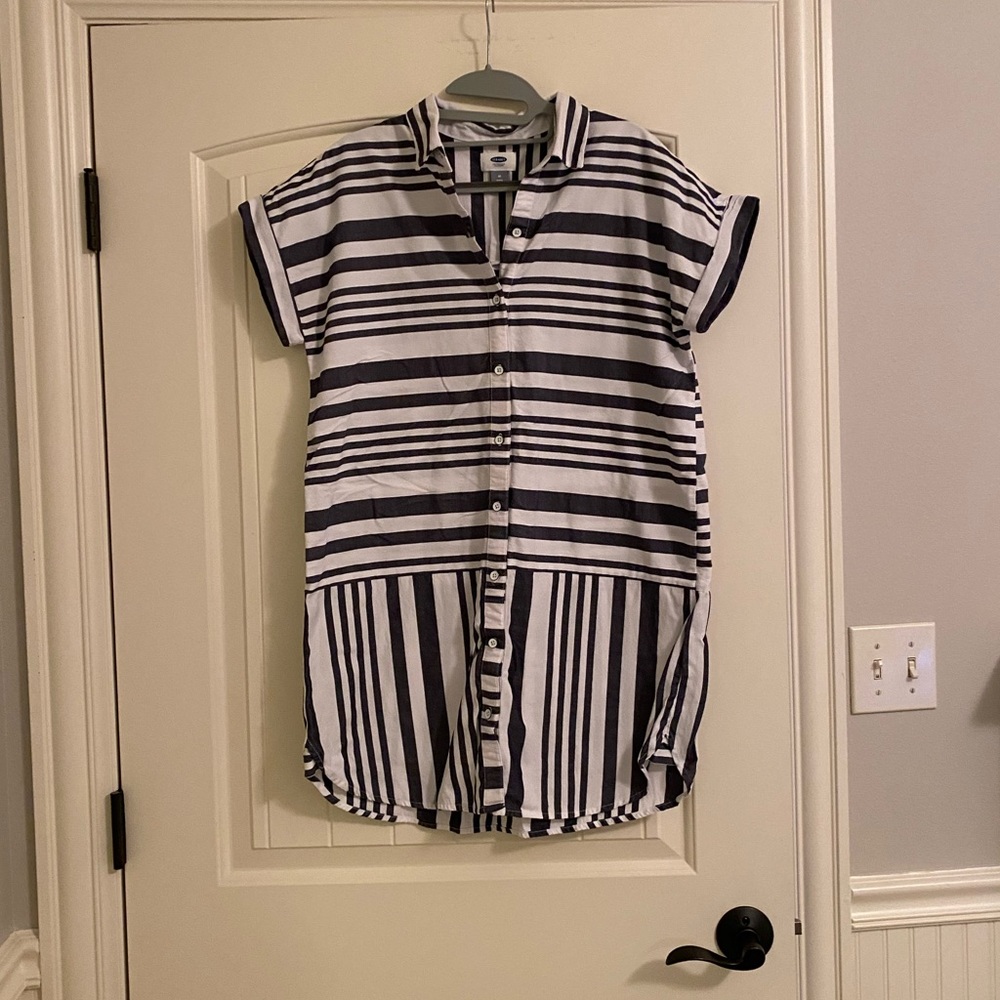 Stripped button up Collard tunic